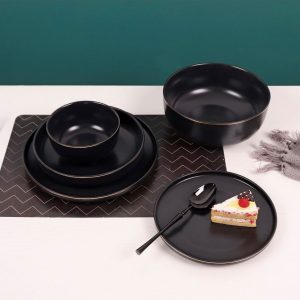 Geschirrset schwarz matt