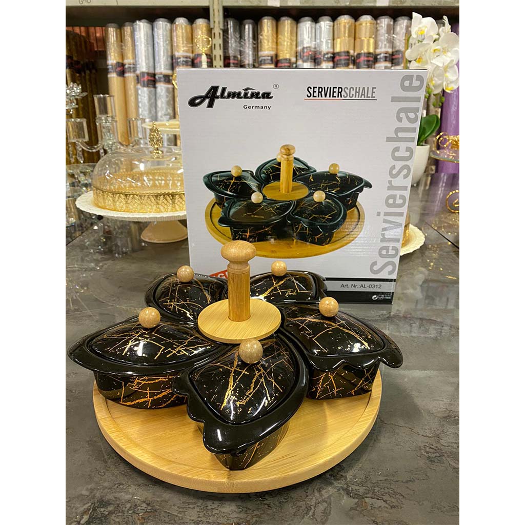 Servierschale Snacks mit deckel schwarz Servierschale für Snacks